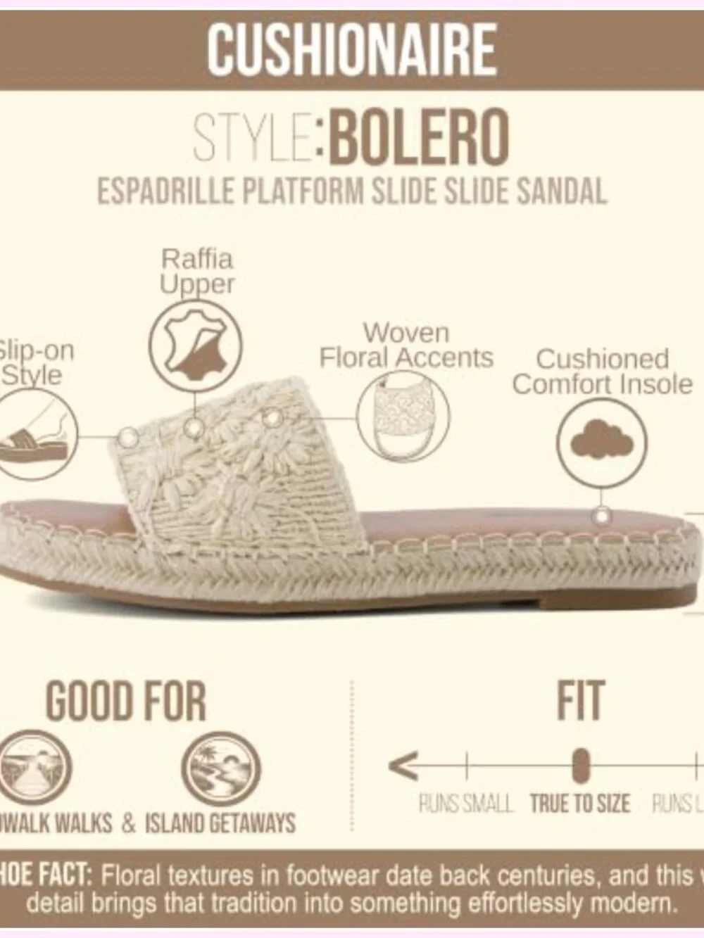 Woven Raffia Slide Sandals with Jute Sole, Memory Foam Insole